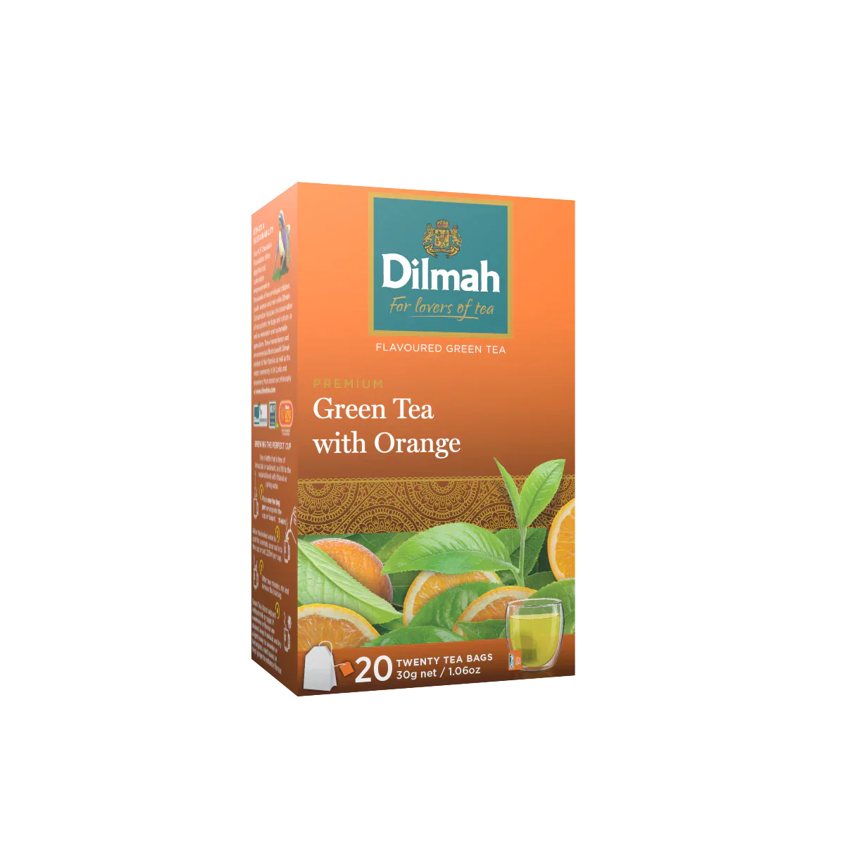 Premium Green Tea With Orange-20 Tea Bags with Tag