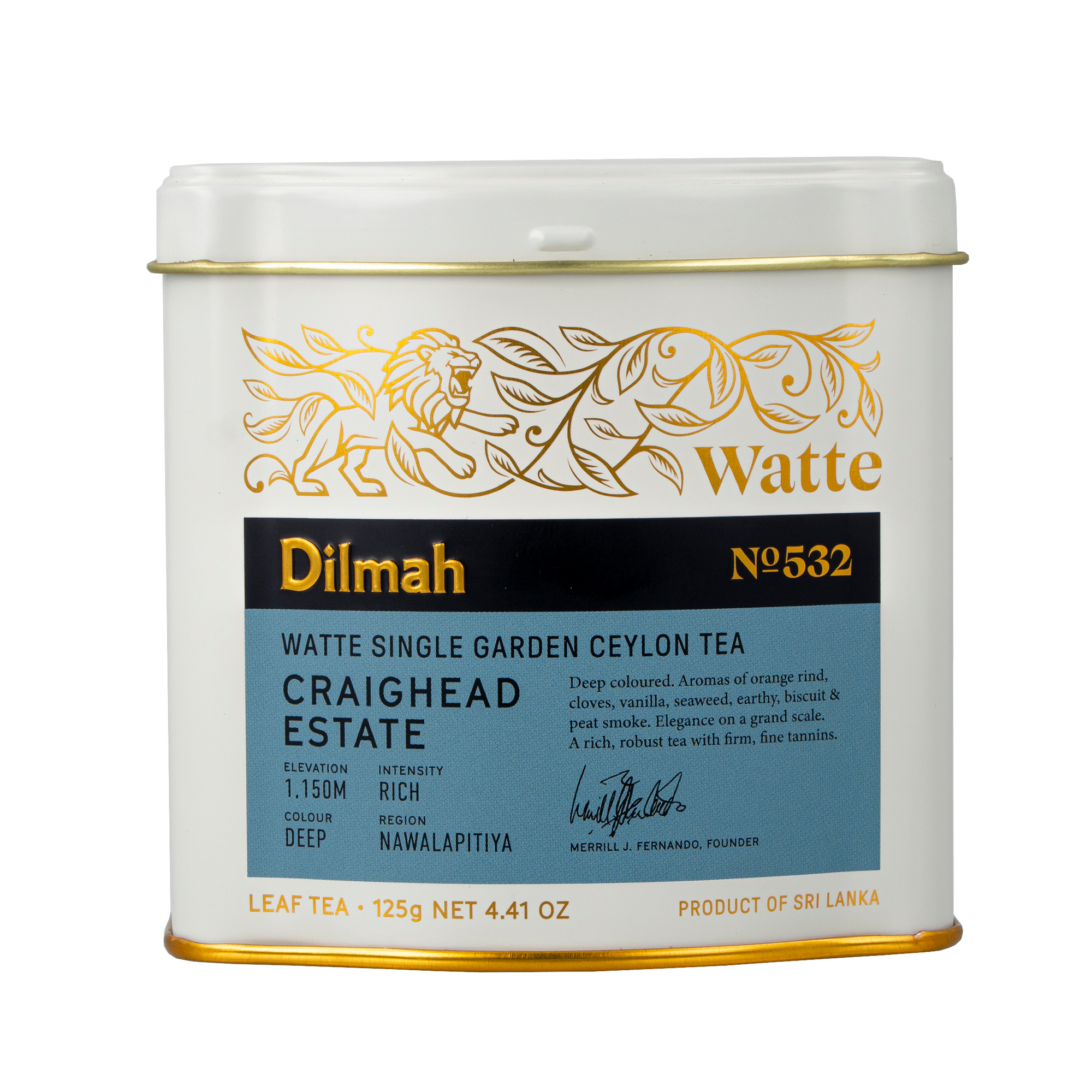 Craighead Estate Watte Ceylon Black Tea Tin Caddy – 125g Loose Leaf