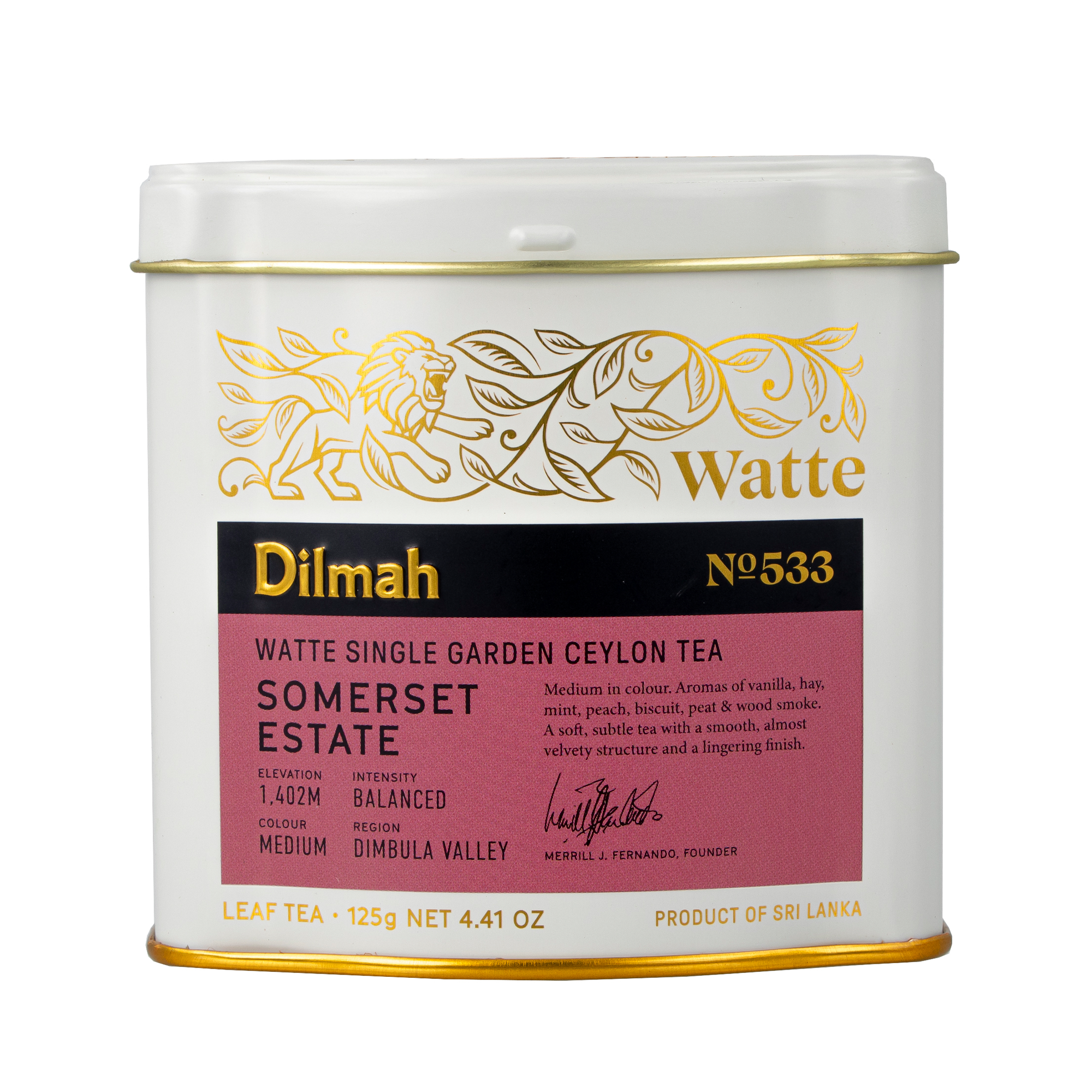 Somerset Estate Watte Ceylon Black Tea Tin Caddy – 125g Loose Leaf