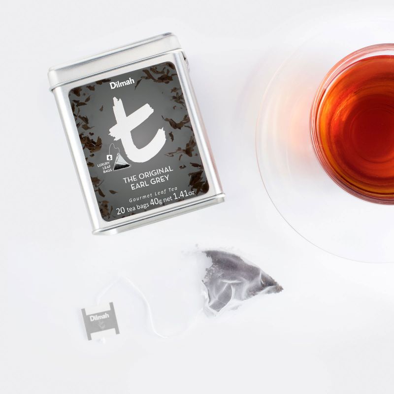 t-Series The Original Earl Grey Ceylon Black Tea Tin Caddy-20 Luxury Leaf Tea Bags - EU